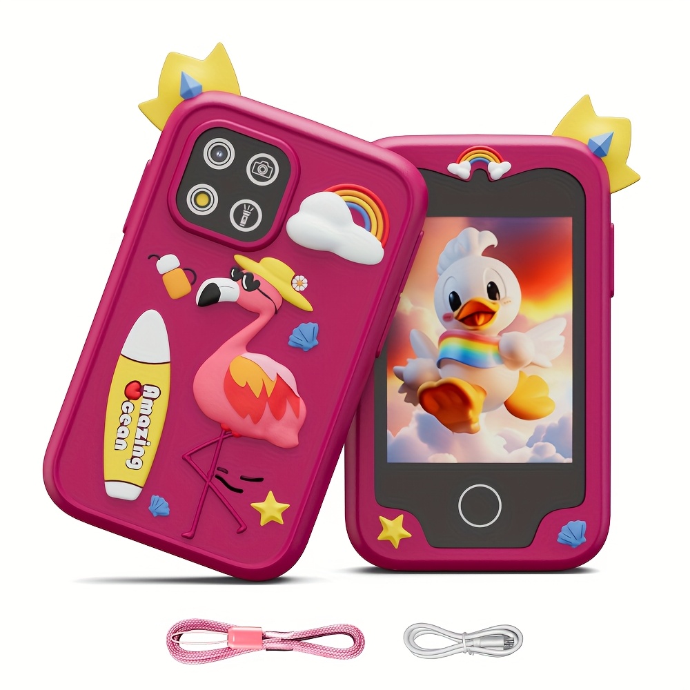 Juguete educativo teléfono rosa teléfono celular de aprendizaje para  niños pequeños, teléfono inteligente para niños, regalo para niñas