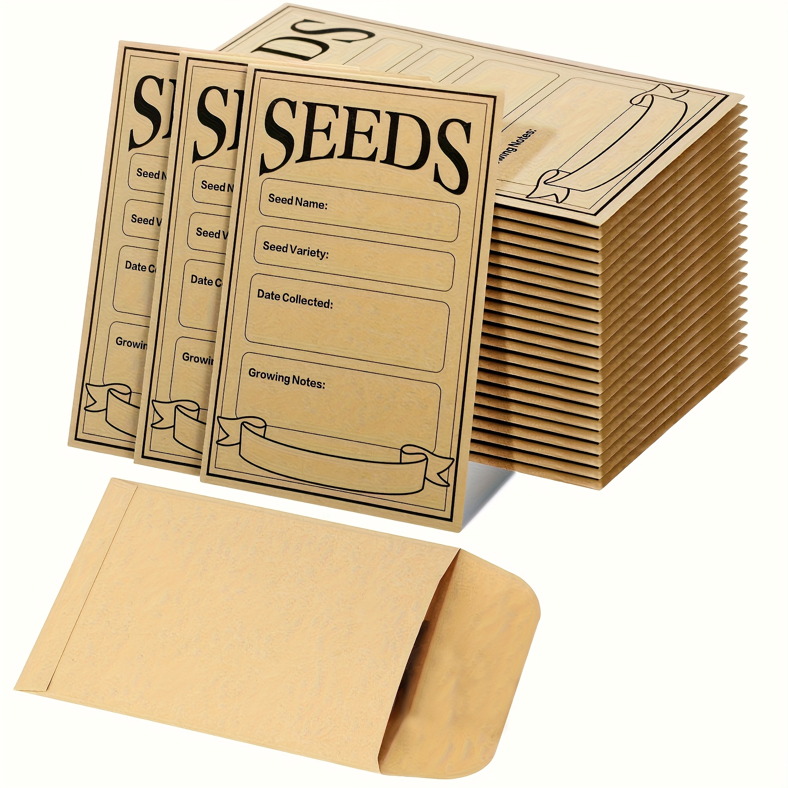 

50/100pcs Brown Paper Seed Envelopes, Resealable, With Secure Tiny Envelopes, For Collection Of Vegetable Seeds