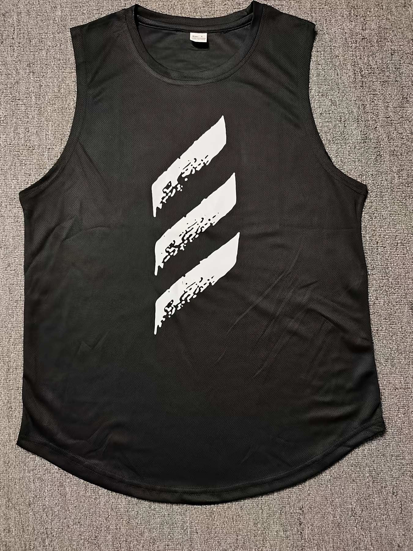 Men'S Sleeveless Mesh Tank Top - Quick-Dry, Breathable Athletic Vest with Geometric Design, Round Neck & Chest Pocket for Running, Gym, and Casual Summer Wear, Gym Clothing | Geometric Pattern | Quickdry Materia