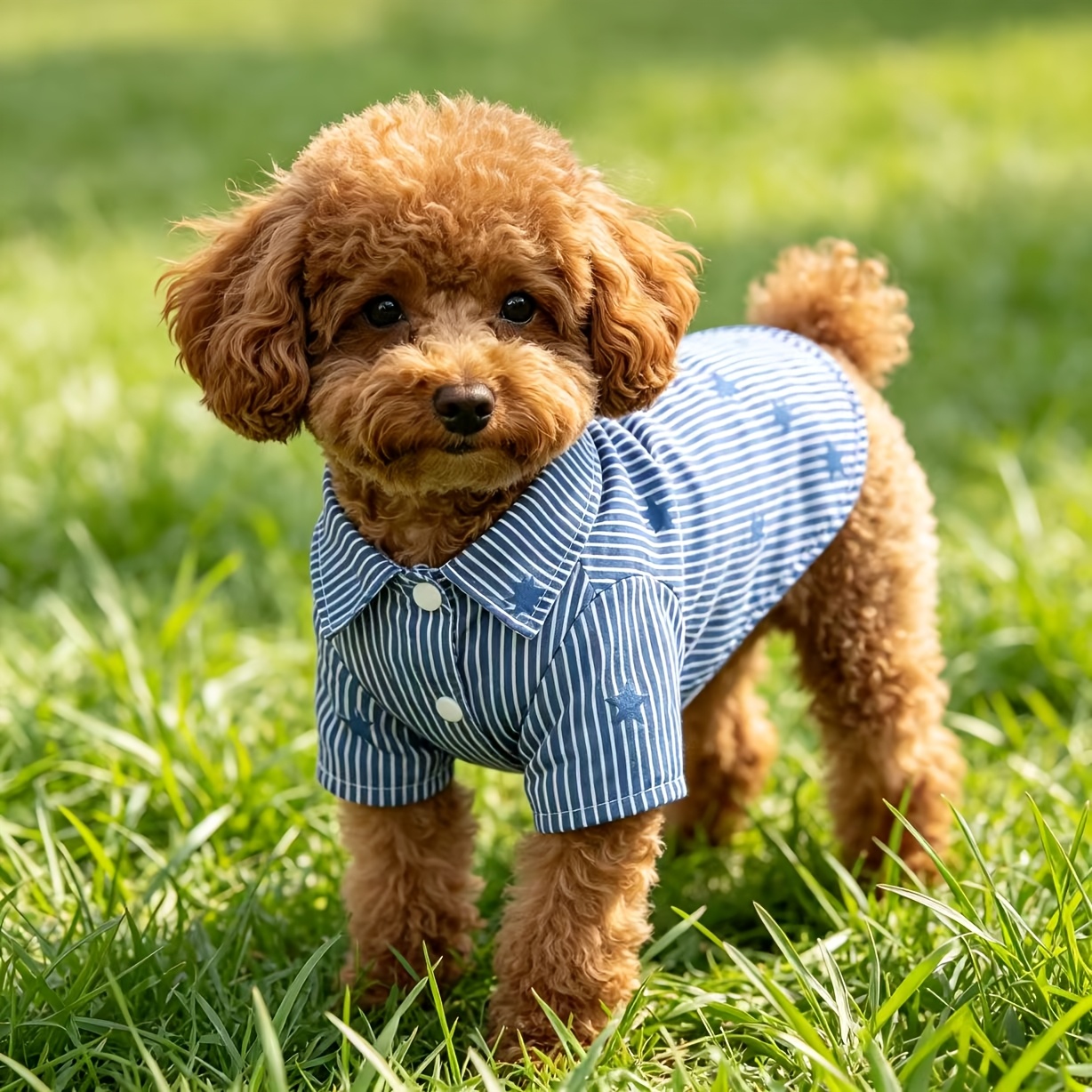 TEMU Maglietta per animali domestici a righe con stampa a stella, top traspirante per cani con , abbigliamento versatile casual per uscite e feste