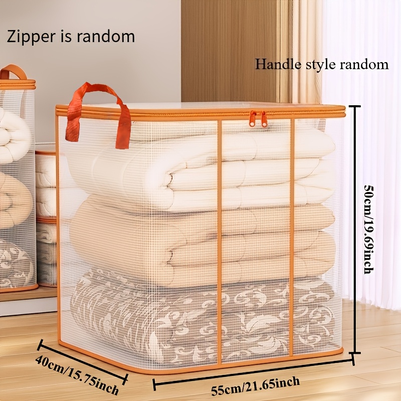 TEMU Large Capacity Transparent Pvc Storage Bag, Handle Style Random, Suitable For Clothing, Blankets, Bedding Organization - Thickened Rectangular