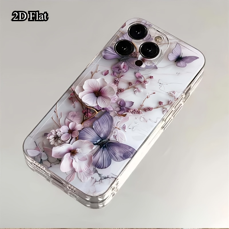 TEMU para teléfono: Carcasa a prueba de golpes con de mariposas y flores, compatible con iPhone 18 Pro 15 14 13 12 Pro Max 16e 17 Pro Max 17 Air