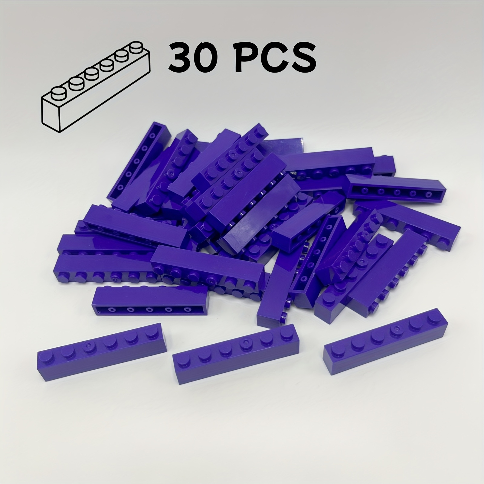 30pcs Multicolor Blocks 1x6 Studs Hole Small Building Block Toy