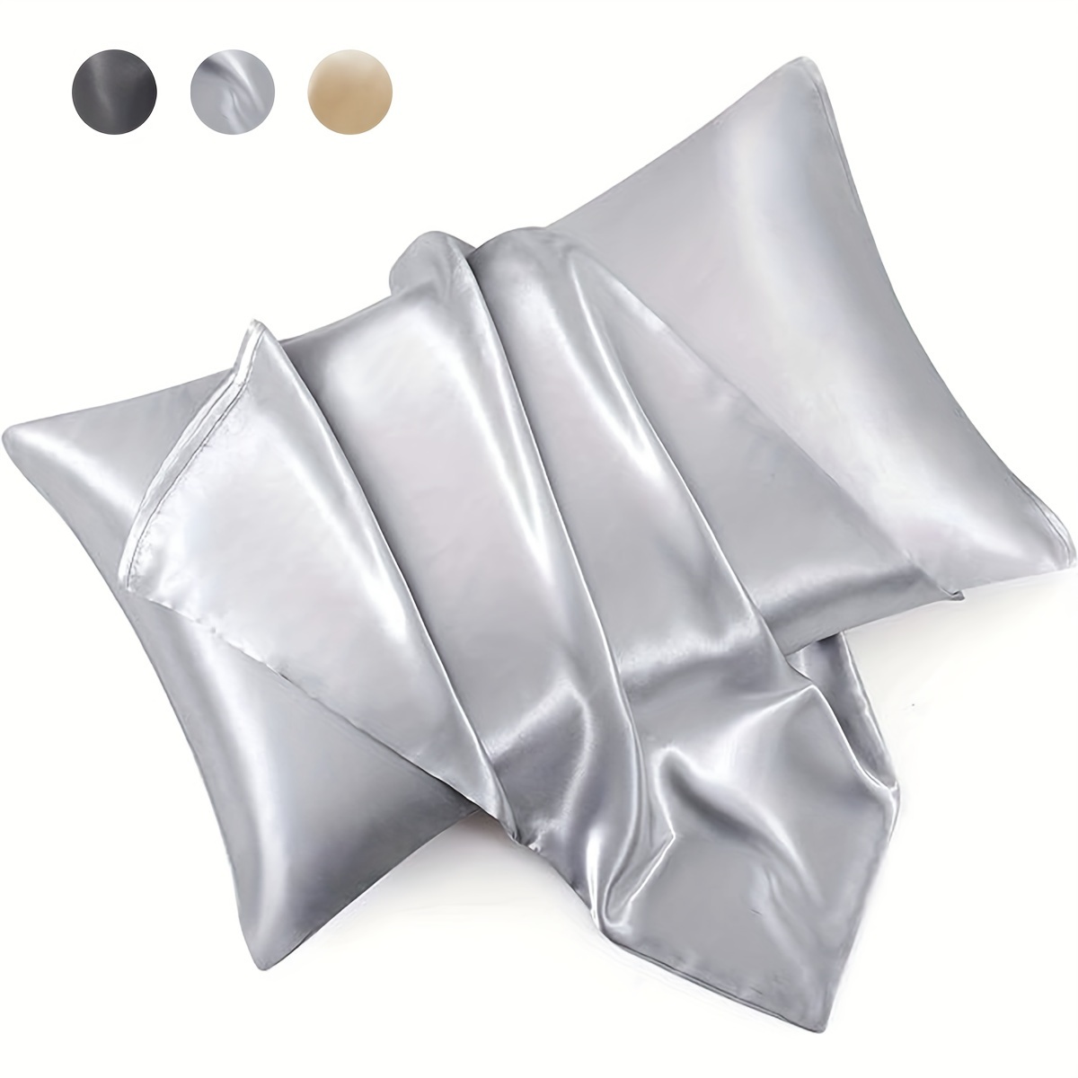 

Luxury Satin Pillowcase For Hair And Skin, Ultra-fine Microfiber Pillow Cover, Soft Bed Pillowcase With Envelope Closure, Machine Washable, Woven Pattern - 1pc