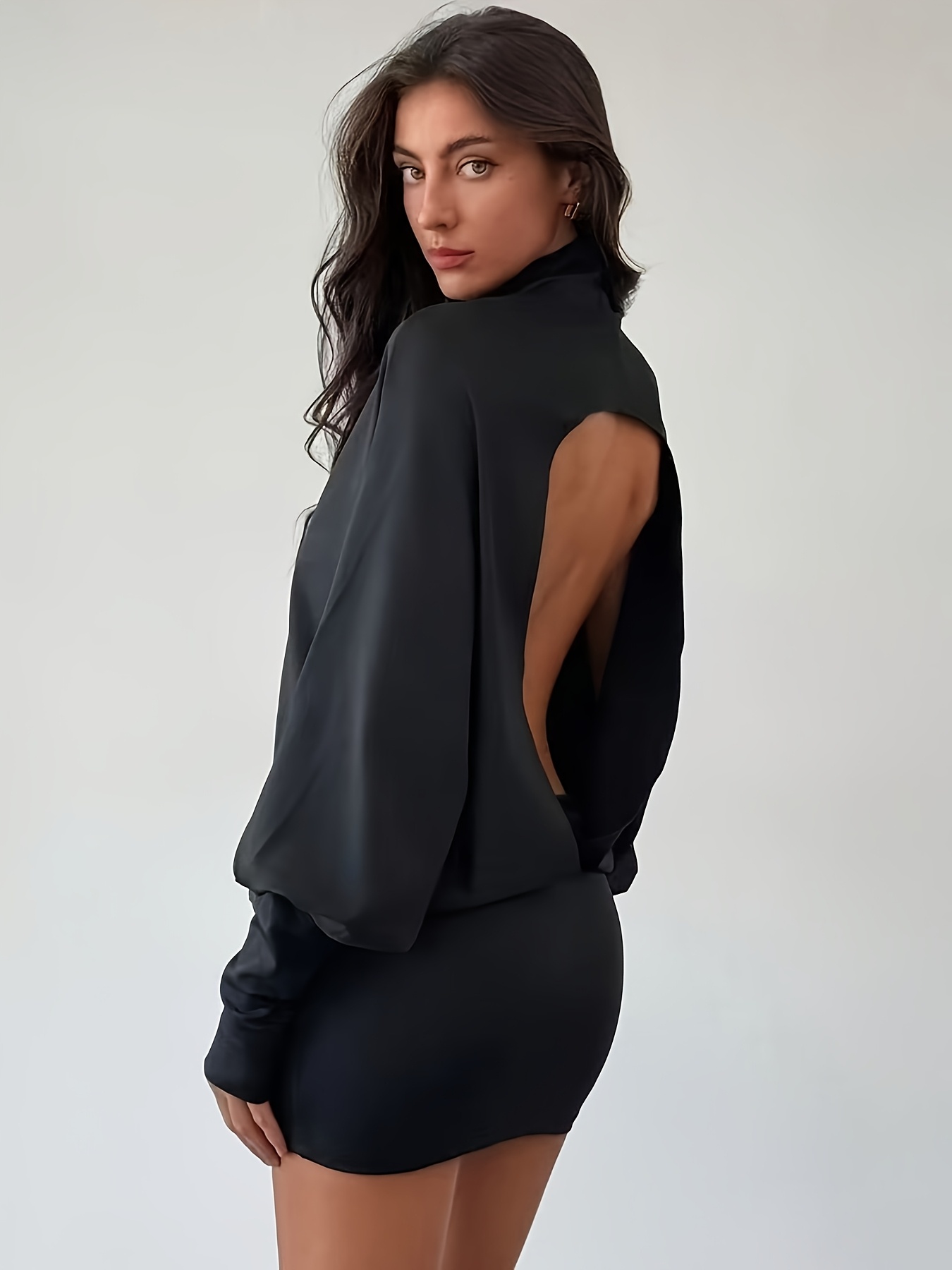 loose fitting bodycon dress 2026 Spring/Summer * Women'* Color * High-Neck Long-Sleeve Backless Loose-Fitting Great for any cup rasberry Lovers And Friends Blue Appointment Length:1 Hour Ball Gowns (BIG/Heavy)