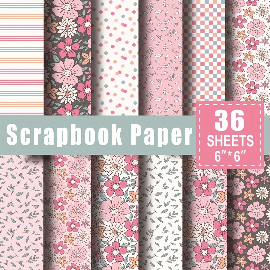 

36 Sheets Scrapbook Paper Pad In 6*6", Art Craft Pattern Paper For Scrapingbook Craft Cardstock Paper, Diy Decorative Background Card Making Supplies – Sketching Pink Flowers