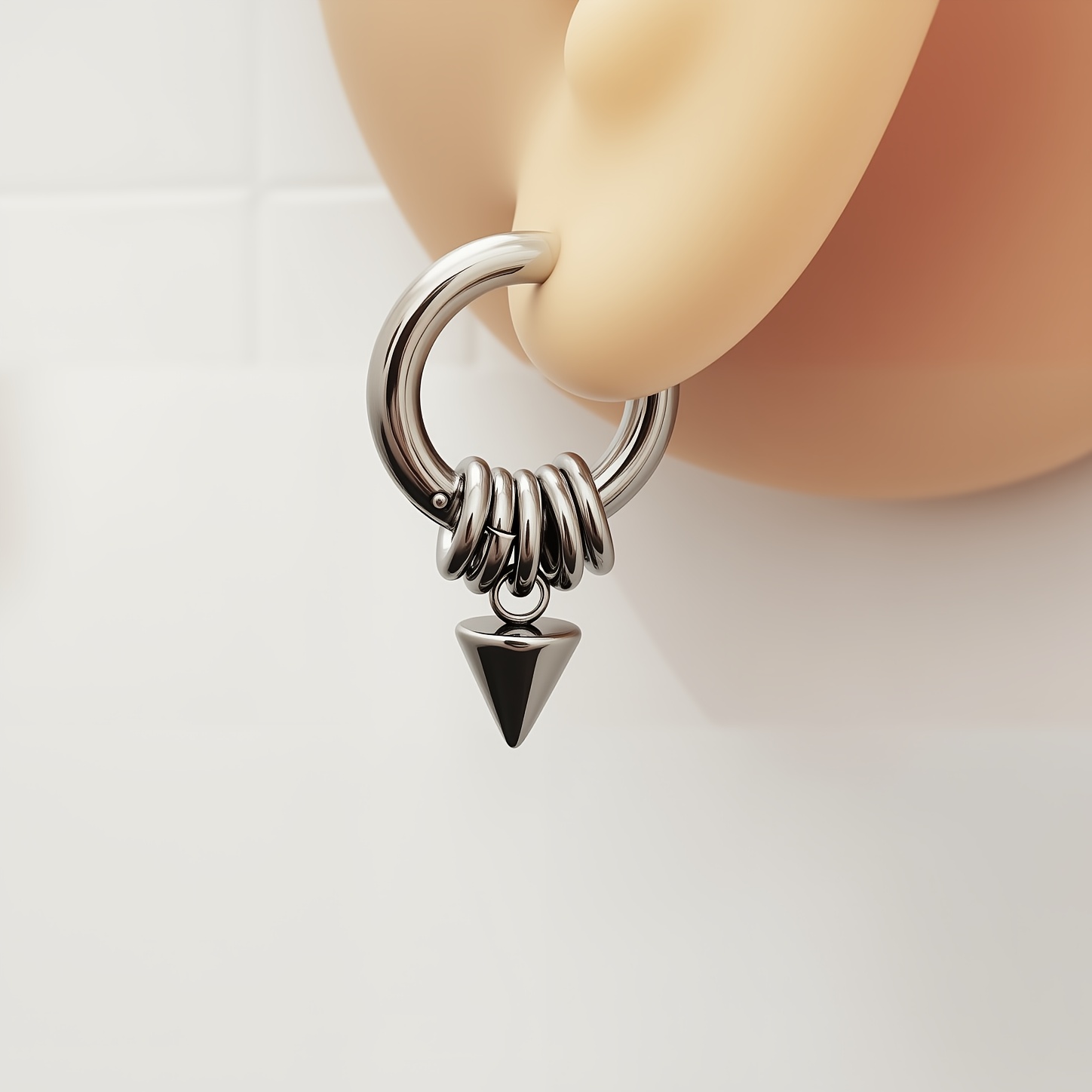 Cone Pendant Multi-ring 304 304 304 304 Stainless Steel Earrings