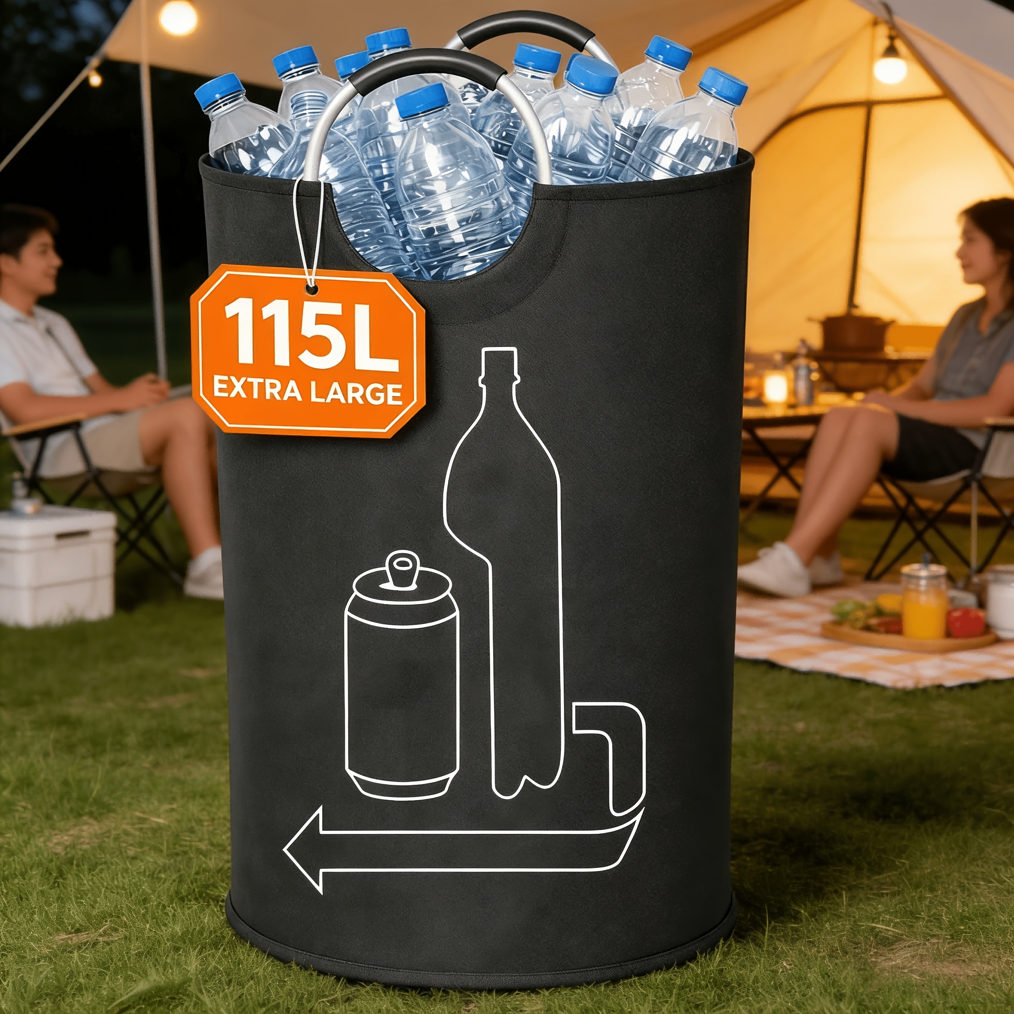 TEMU Large Capacity Foldable Trash Can With Recycling Bins - Space- Vertical Storage Basket, Heavy-duty Plastic & Glass Organizer For Kitchen, Home,