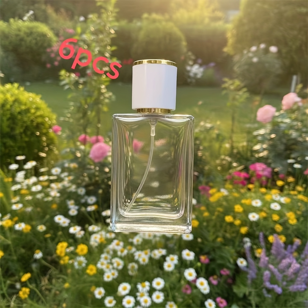 E-shop 6 Stück 30ml Quadratische Parfümflaschen mit Schraubverschluss, Wiederverwendbar für Kosmetikflüssigkeiten, Wohnzimmer Schlafzimmer Deko,
