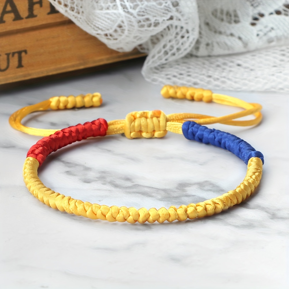 Adjustable National Flag Woven Rope Bracelet for Women