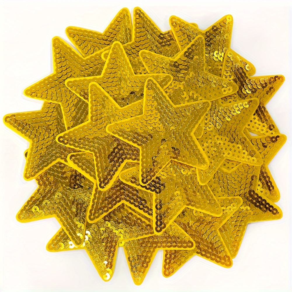 Image of 30 Large Star-shaped Sequins For Ironing, Embroidery, And Sewing Patches, Suitable For Clothing Repairs And Decorating Bags And Shoes