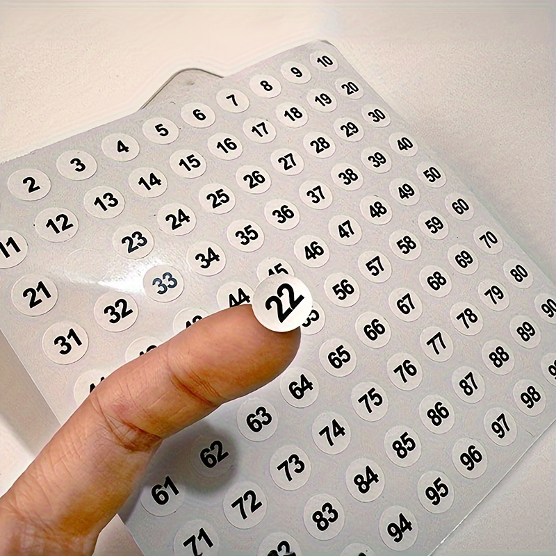 

1- Sheets Waterproof Number Stickers 10mm Small Round Self-adhesive Stock Labels White/black