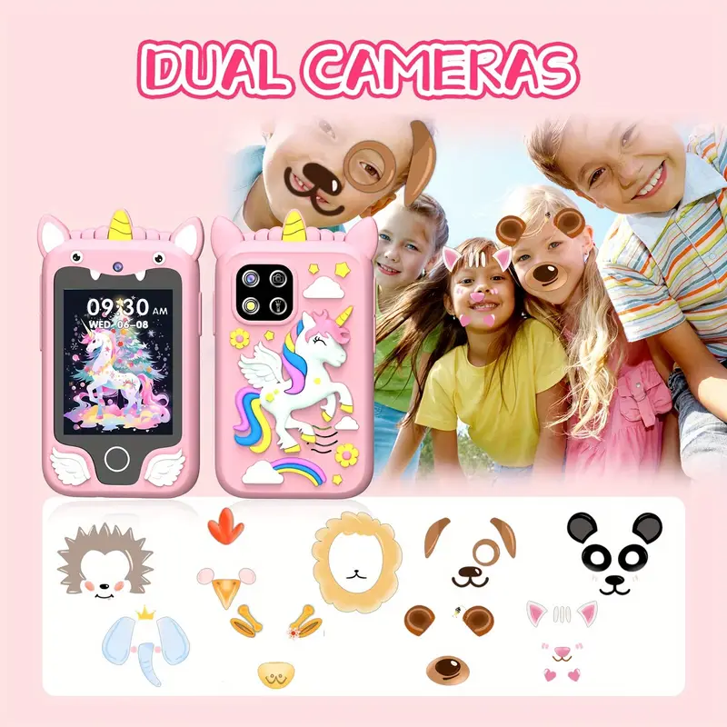 educational mobile phone toy 2 8 inch hd large screen 20 educational games hd dual cameras pedometer flashlight alarm clock and other learning functions a perfect gift for children aged 3 8 on holidays birthdays and christmas details 1