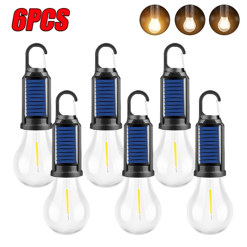 TEMU 4/6/10 Pack Portable Emergency Led Bulb, Usb & Solar Dual Charging, 3-level Brightness, Ideal For Camping, Power Outage, Stall, Rv, Lighting,