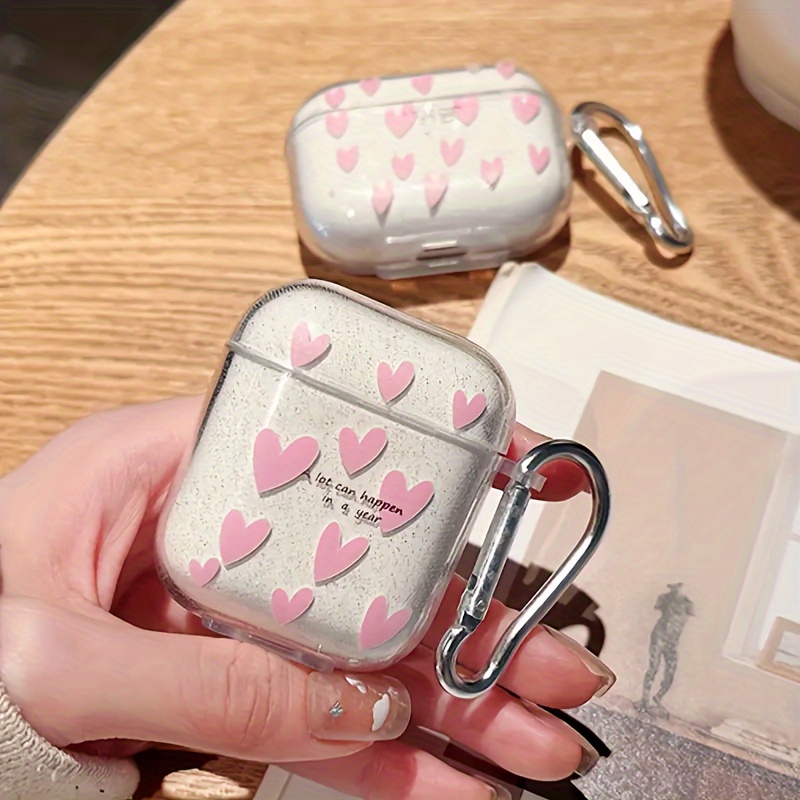 TEMU Glitter Heart Case For Wireless Earbuds, Suitable For /2/3rd Generation Wireless Earbuds Protective Soft Case