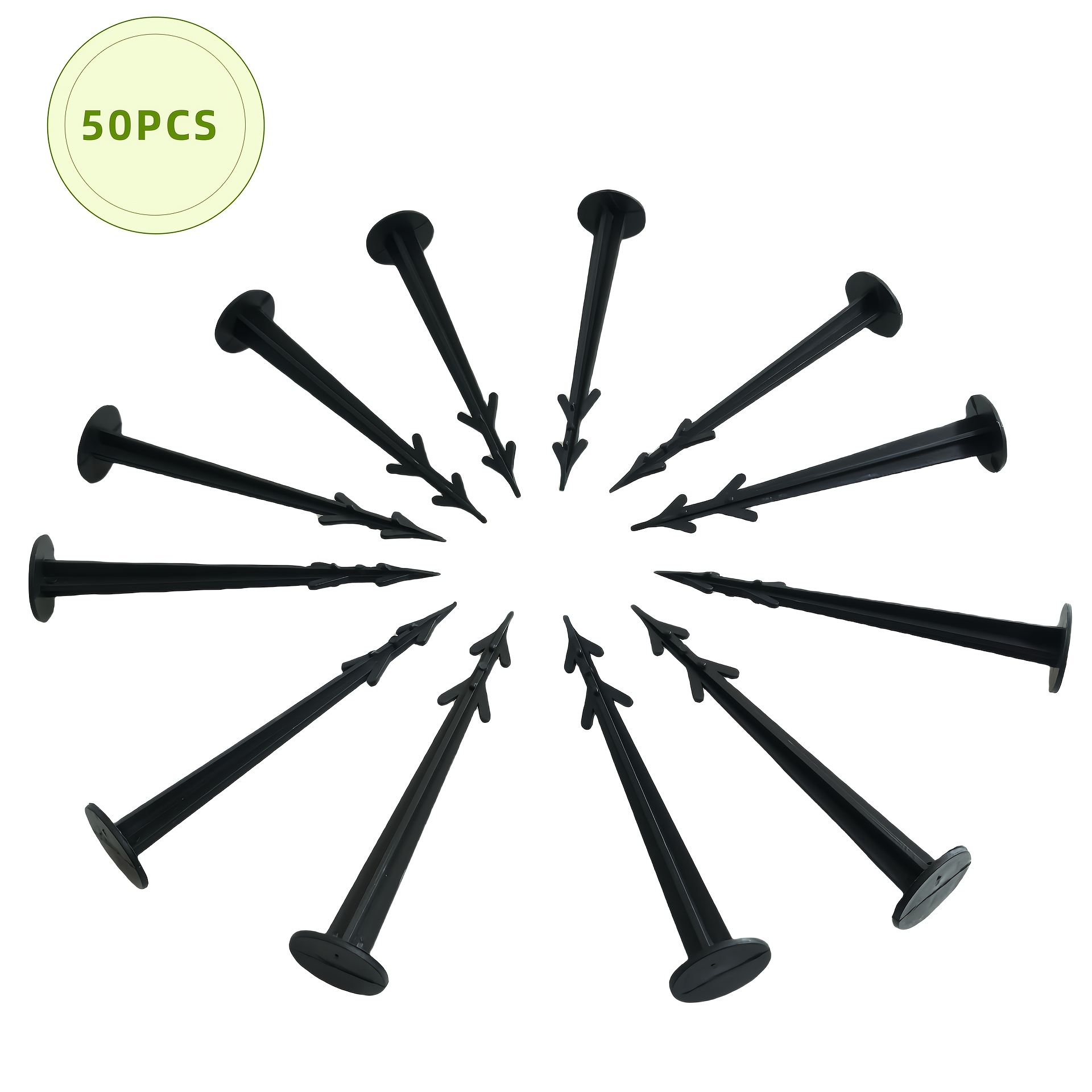 TEMU 50pcs 4.5" Black Plastic Garden Stakes - Durable Landscape For Barrier, Secure Hold Weedmat Pins For Gardening And Lawn Care