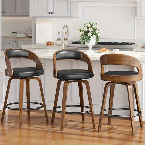 3 4pcs modern upholstered bar chair set 26 inch counter height stools with thick soft cushion ergonomic back support solid wood legs and footrest for kitchen island