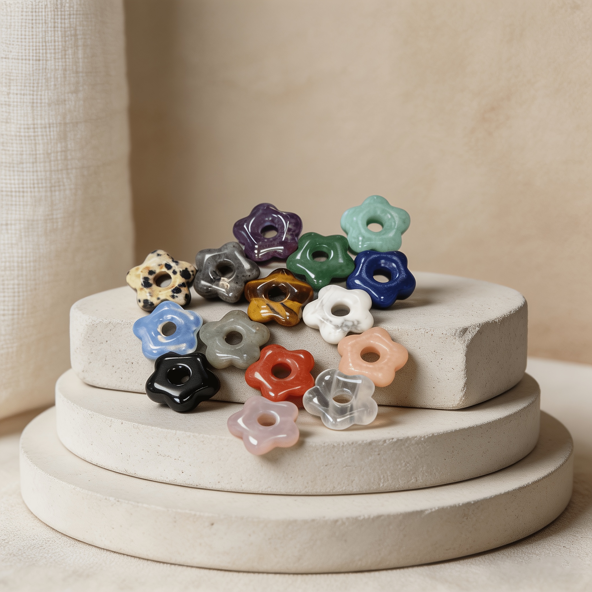 1pc Random Color Mixed Natural Crystal Flower Spacer Bead for Jewelry Making