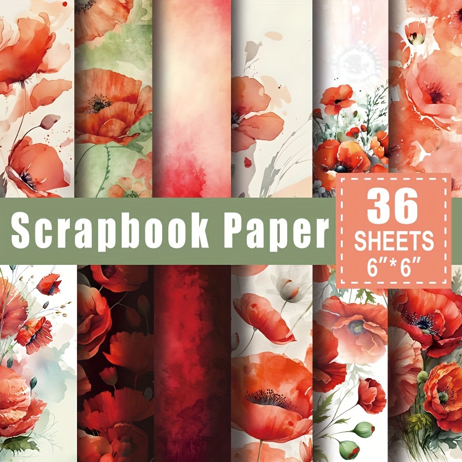 

36 Sheets Scrapbook Paper Pad In 6*6", Art Craft Pattern Paper For Scrapingbook Craft Cardstock Paper, Diy Decorative Background Card Making Supplies - Miss Hokusai