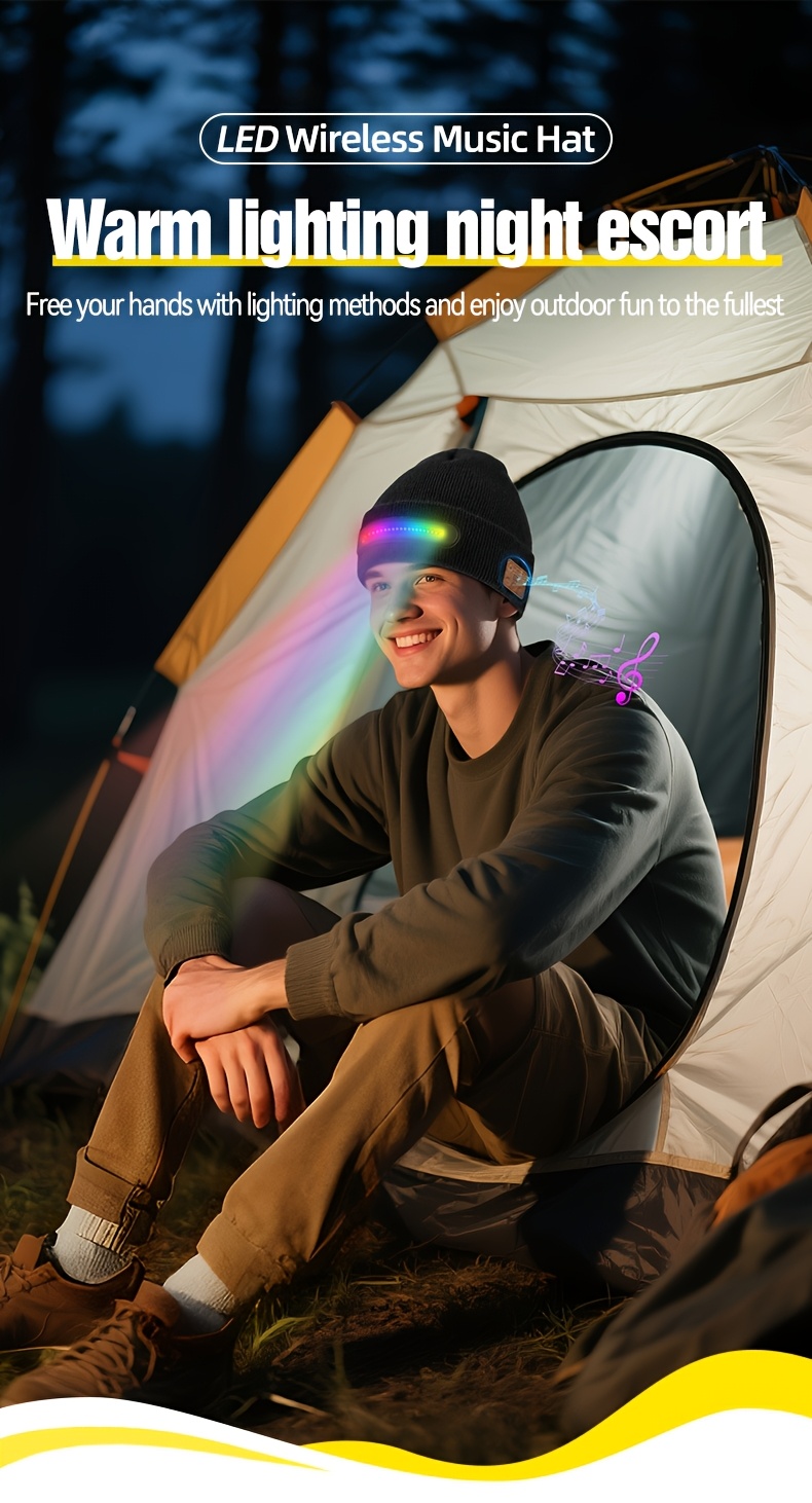 Bonnet sans fil lumineux LED | Coloré, Cool, Fête de Noël, Non, Style d'écouteur ouvert, Convient aux couples comme cadeau.