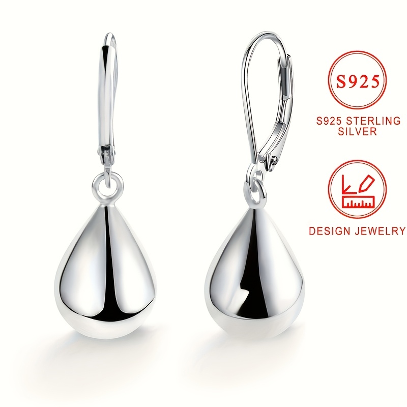 925 Sterling Silver Water Drop Earrings Hypoallergenic Dangle Earrings