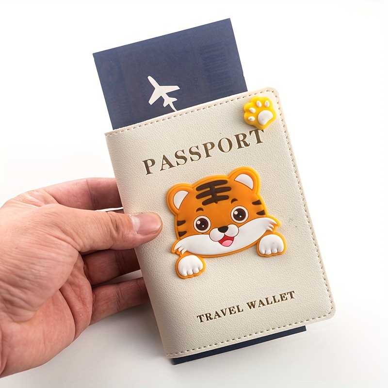 1pc Cute Cartoon Tiger Pattern Passport Cover, Passport Protective Sleeve, Travel Passport Case