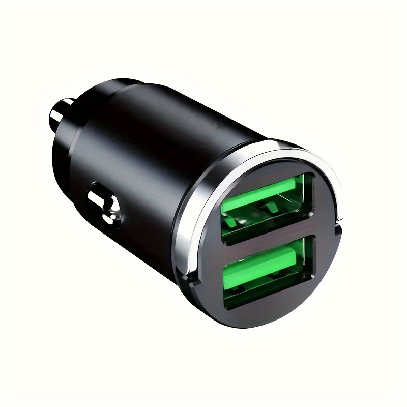 Aizepa 200W double port mini USB chargeur de voiture, 5A charge rapide, 2 ports, adaptateur USB de véhicule 12-24V, mâle à femelle, avec câble de données, pour la charge de voyage, sans batterie.