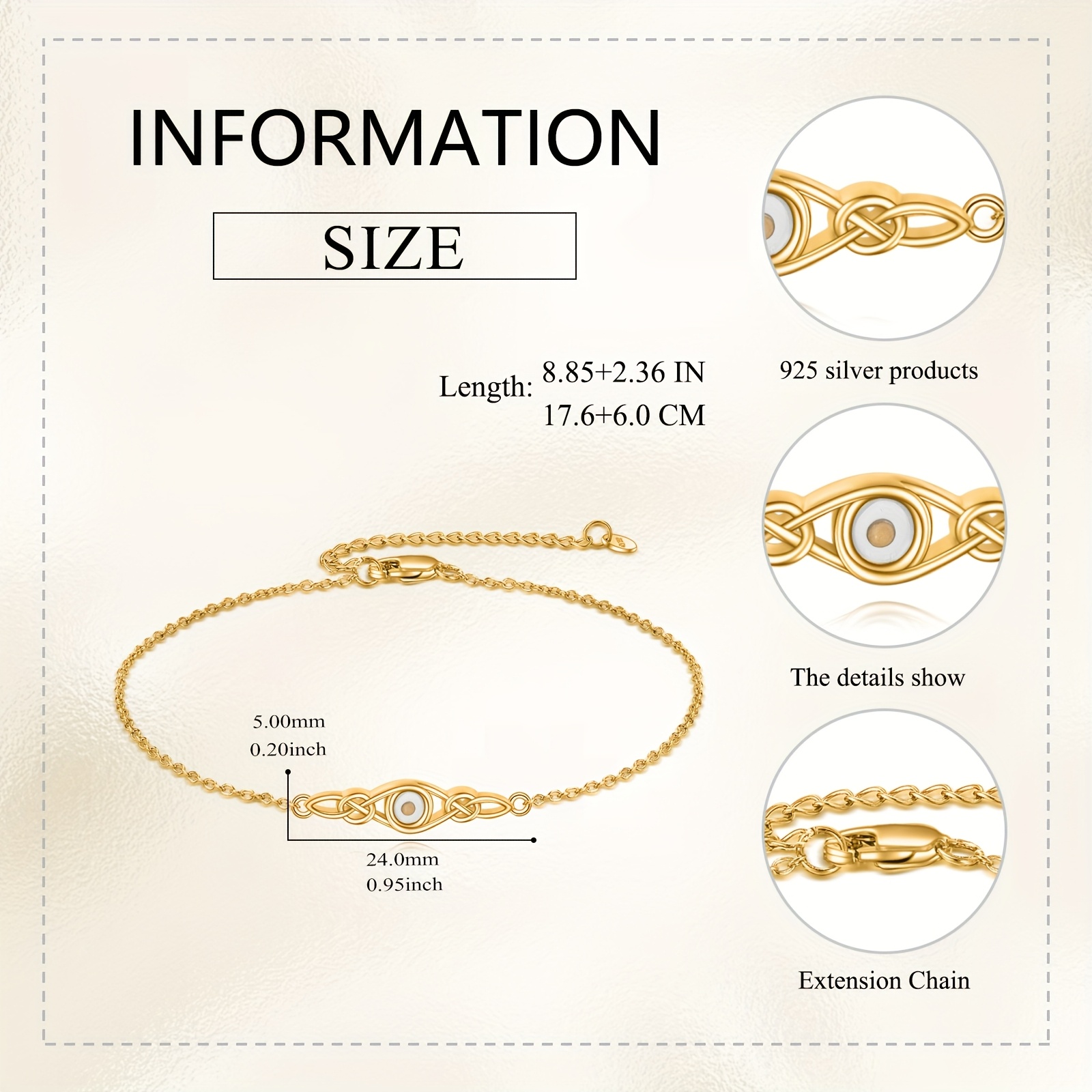 Adjustable 925 Pure Silver Golden Mustard Seed Bracelet, Faith Jewelry