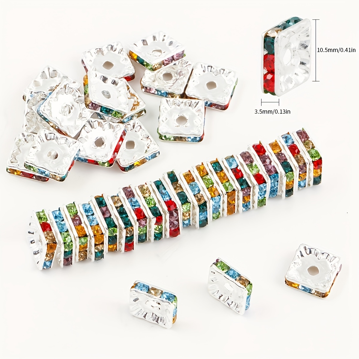 TEMU 50pcs 10mm Mixed Golden And Silvery Beads, Square And Round Colored Beads, Jewelry , Loose Beads, Jewelry Production