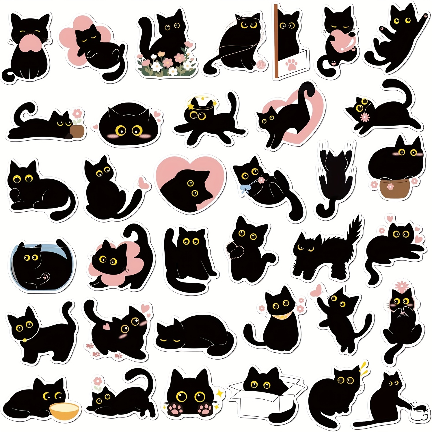 TEMU 36pcs Cute Fridge Magnets Black Cat Refrigerator Magnets Backside Full Of Magnet Funny Fridge Locker Magnets Gifts For Cat Lovers Magnetic