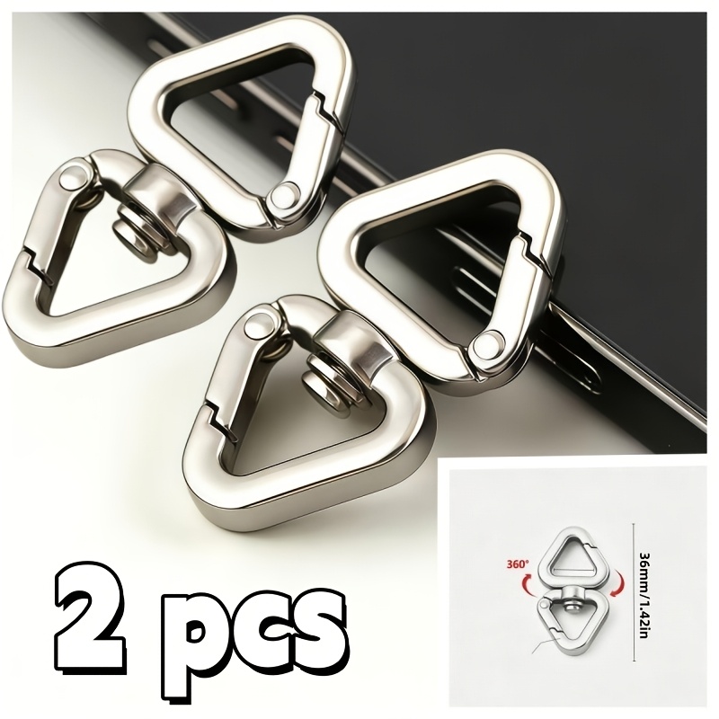 TEMU 2pcs Set 360° Rotatable Double-headed , High-quality Alloy, Silvery White, Universal Accessory For Phones, Clothing, Luggage, And Hiking, No