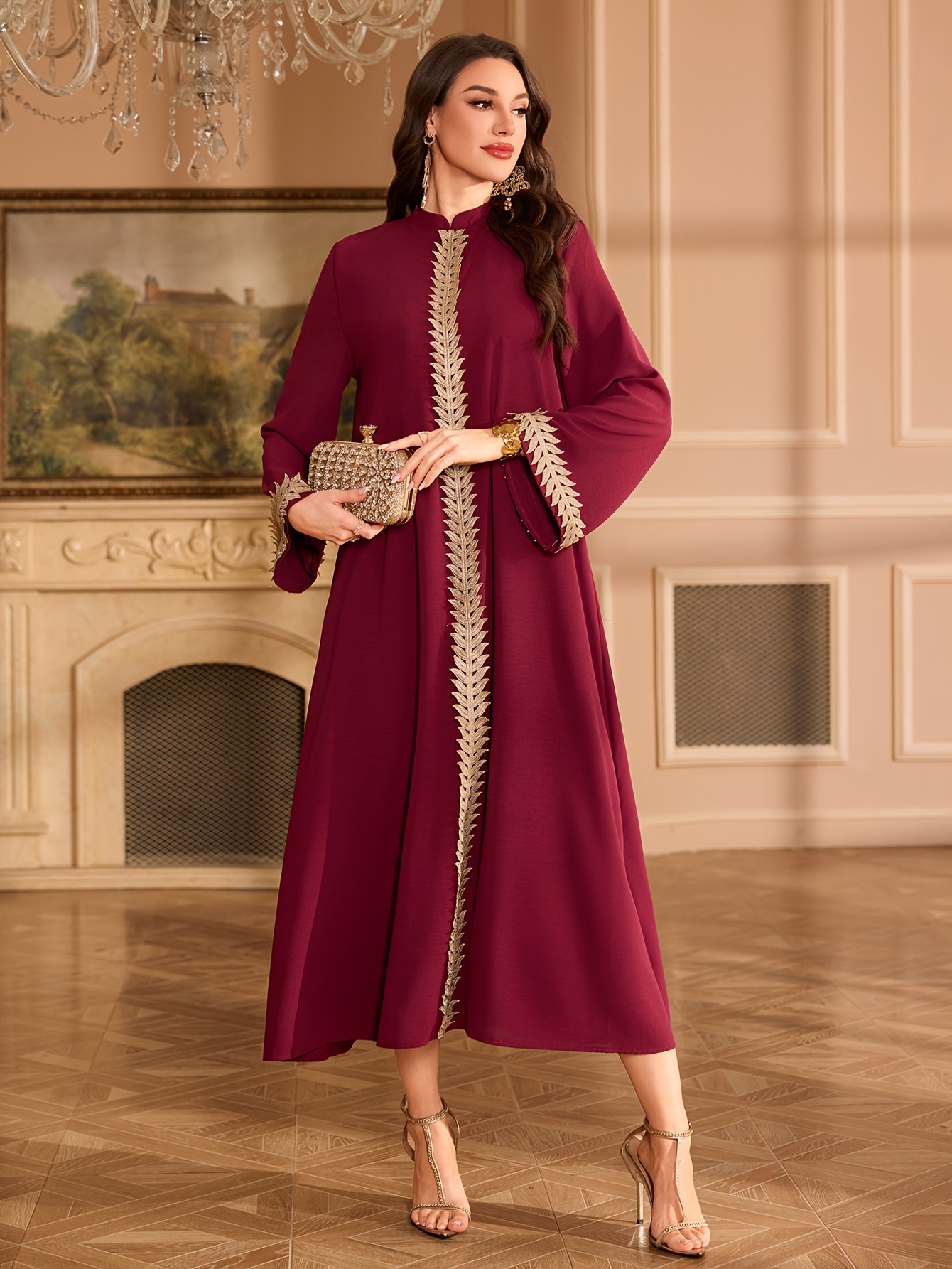 slim fit dress slacks Elegant Maroon Sweetheart Long Sequin Ball Gown Party Dress main image 0