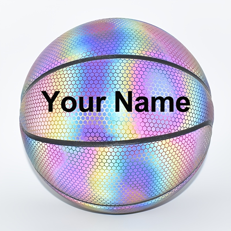 

Custom Engraved Reflective Glow Basketball - Personalized Name & , Holographic Design, Pu Material, Home For Birthdays, Anniversaries, Weddings, Valentine's Day