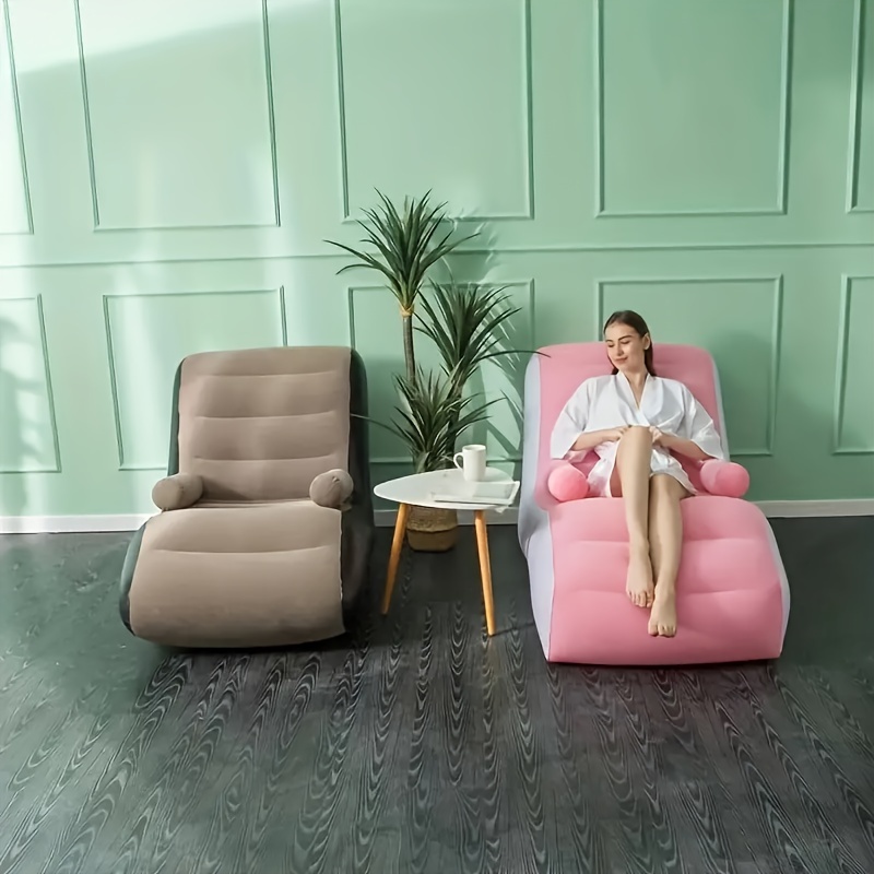portable inflatable plush sofa chair pink s shaped thick Temu - Main Image