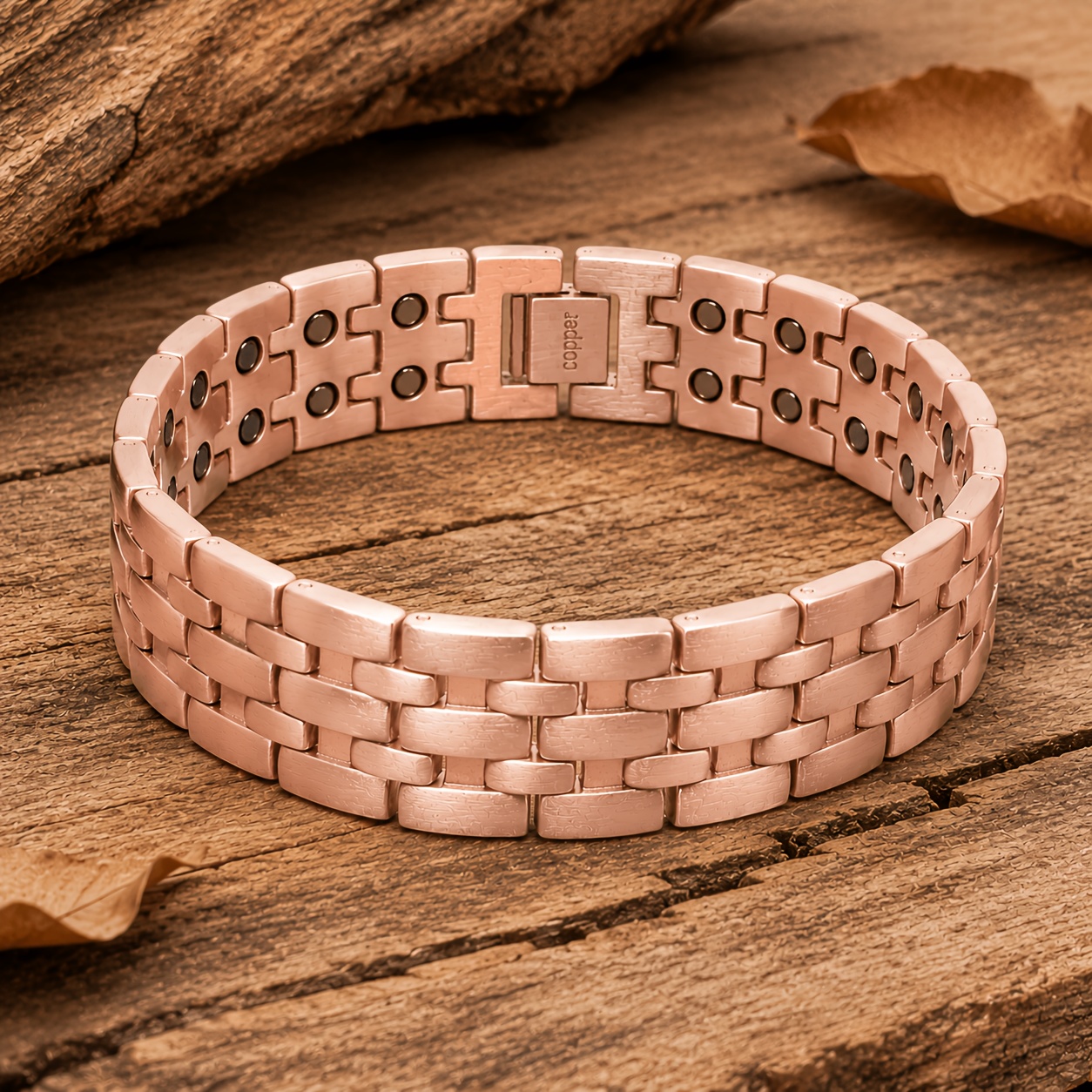 TEMU Men's Copper Magnetic Bracelet, Men's Copper Bracelet Design, Fashionable Copper Jewelry Gift, With A Sizing Tool, Suitable For Any Occasion