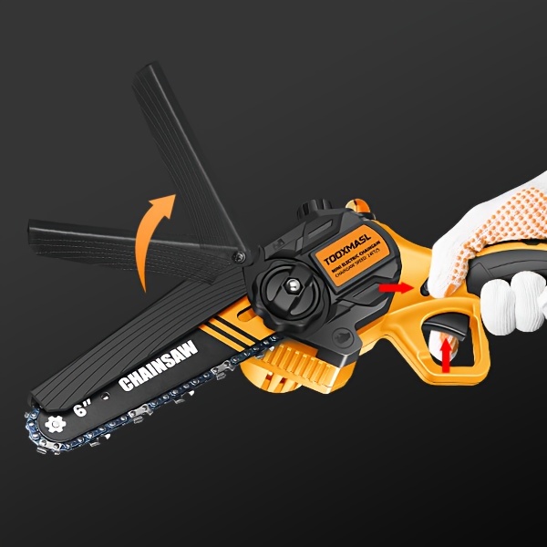 tookmasl 6 inch cordless mini chainsaw kit compact battery powered with automatic oil lubrication   alloy chain for garden tree cutting ideal gift for dad husband grandpa on birthdays anniversaries details 8