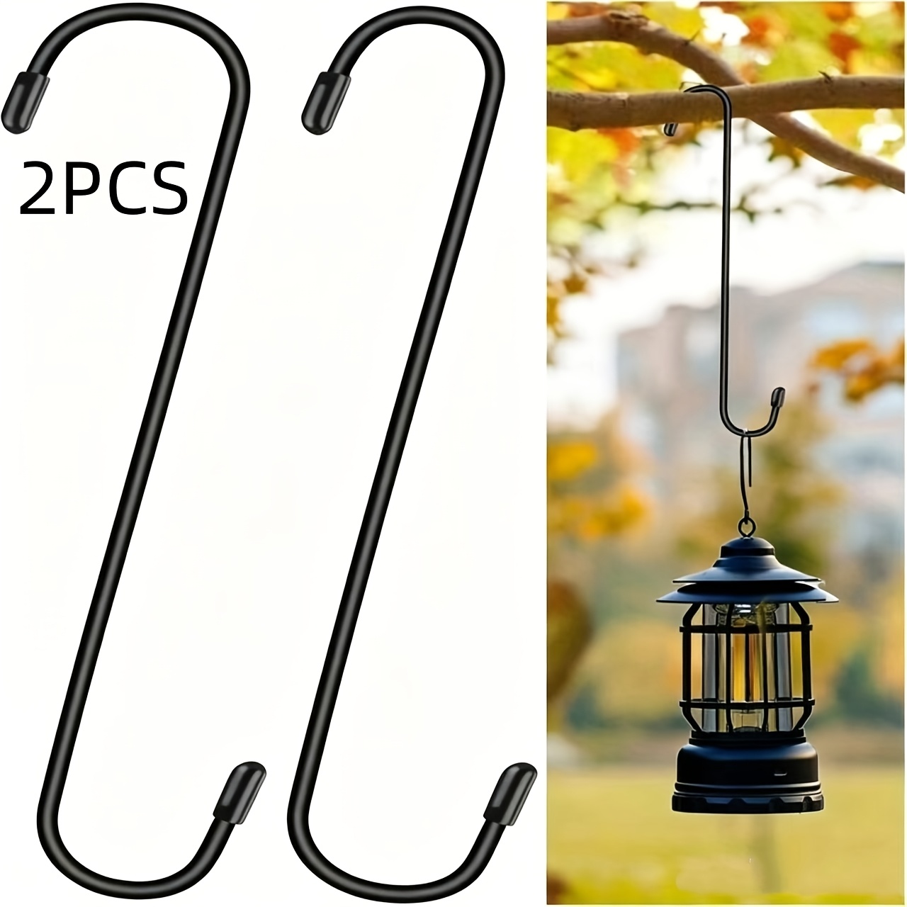 TEMU 2pcs 12-inch Large S-hooks For Hanging Plants, Black Heavy-duty Thickened Metal Hooks, Utility Hooks