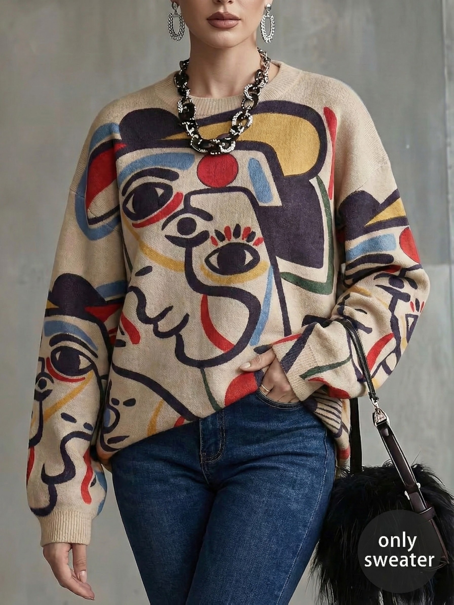 abstract sweater sold on Temu Australia