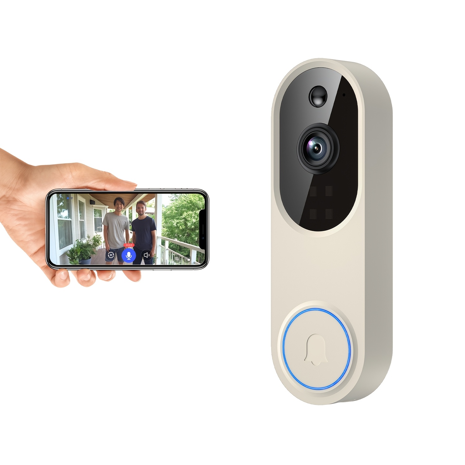 Wireless Video Doorbell Camera | 2.4ghz Wifi Only, Ai Human Detection, , 1080p Night Vision, Cloud Storage, 2-way Talk, Battery Powered, , Wall-mounted Surveillance Camera, (without Receiver)