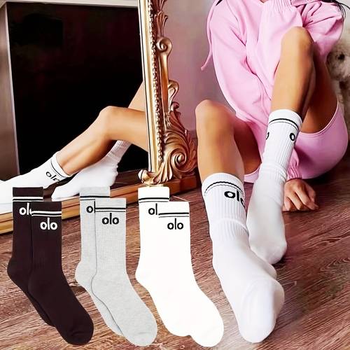 3 6 10 pairs of spring and summer womens calf socks in black and white with and letters lightweight soft sweat absorbent breathable and comfortable suitable for casual sports and casual attire