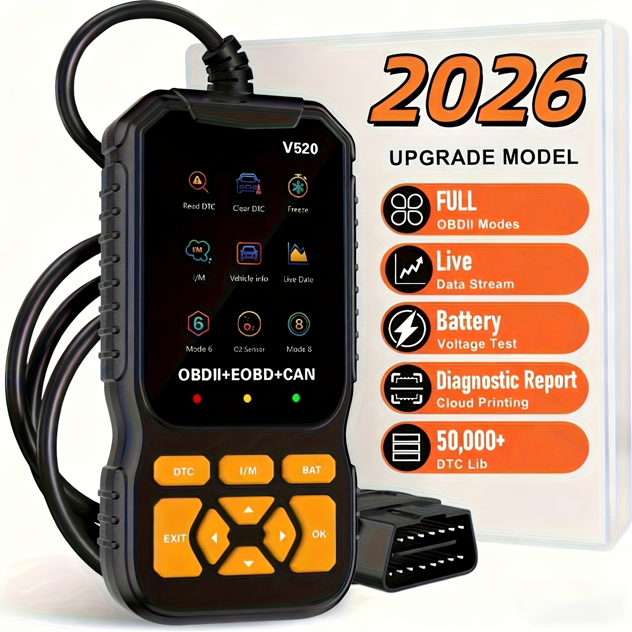 TEMU Professional Diagnostic Scanner, Usb Powered, Engine Fault Detector, Code Reader, Battery Tester, Supports 10 Languages, Suitable For All Obd Ii Vehicles From 1996 And Later, No Battery Required