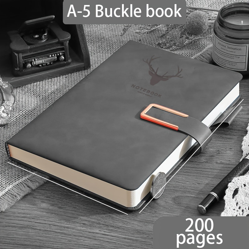 TEMU 200 Page Notebook With U-shaped Clasp, Pen Holder, Magnetic, Soft Cover, Bookmark, Minimalist Style For Business, Home, School, Diary, Meeting Record