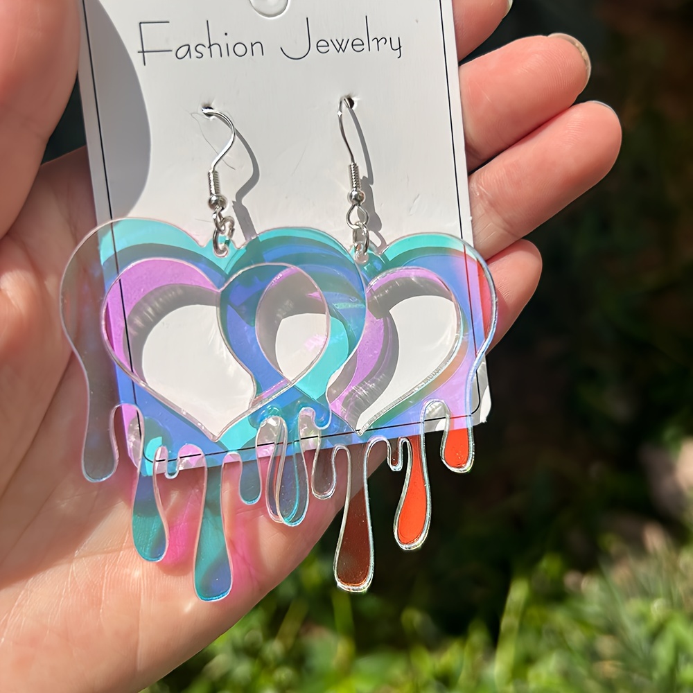 1 Pair Of Y2k Acrylic, Women's, Companion, Student, Teacher, Hollow-out, Heart-shaped, Cheap,, Dangle Earrings, Ear Ornaments, Creative Gifts, Holiday Accessories, Birthday Party, Birthday Present