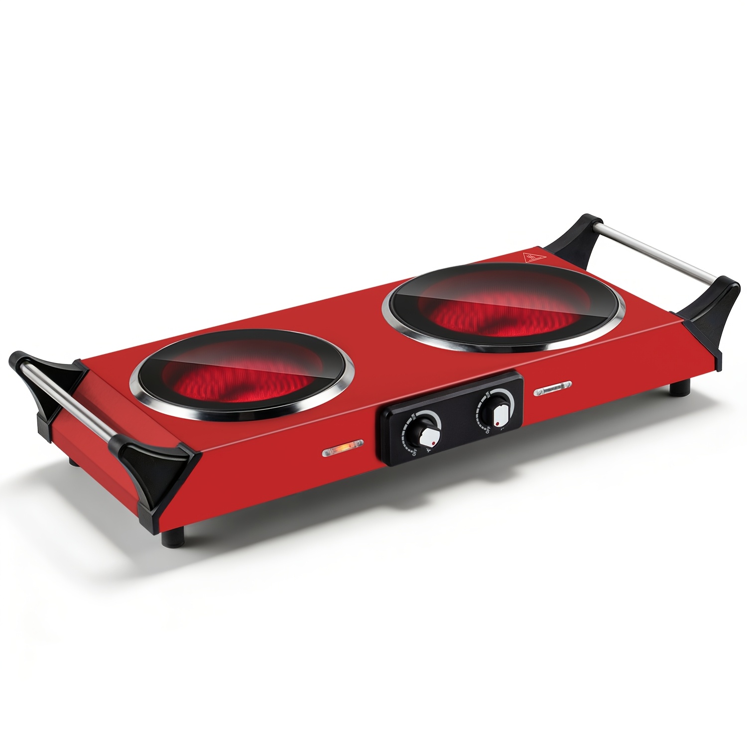 tech 1800  burner electric stove infrared ceramic cooktop with dual independent control and anti   handles 1800w portable hot plate for home dorm camping and rv   heating easy to   halloween christmas gift