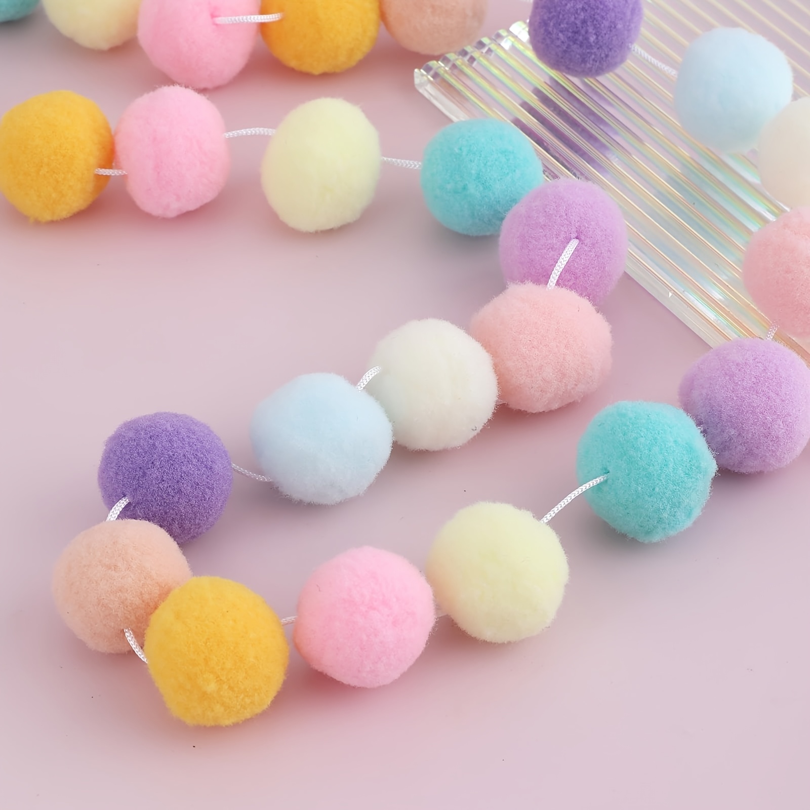 

2pcs Pastel Felt Ball Garlands - Soft Decor In Vibrant Colors For Walls, Home, School, Bedroom, & Christmas Trees - Ideal For Parties & , Decorations For Home