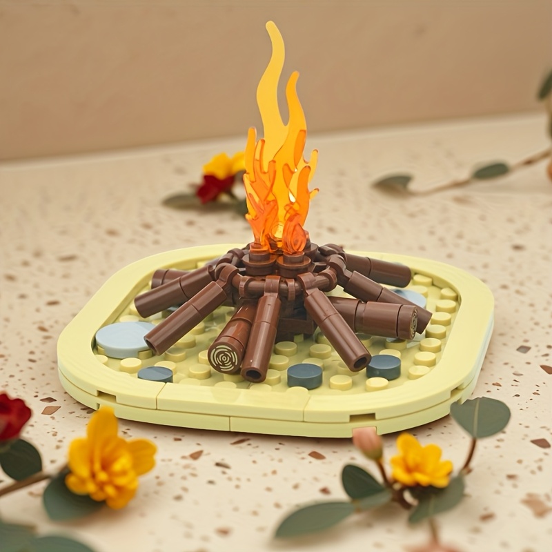 DIY Building Block Flame Bonfire Matchstick Campfire Model Toy