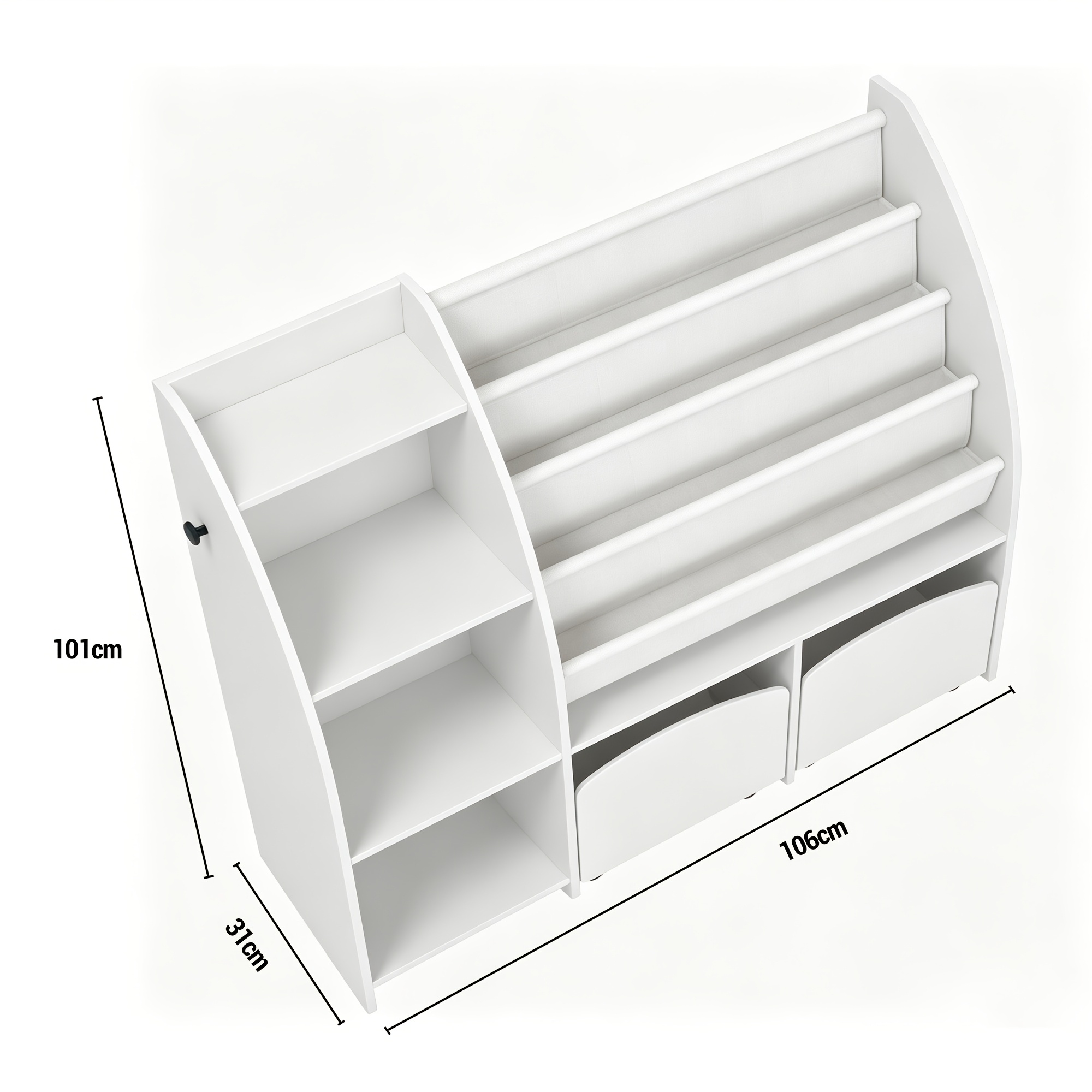Storage Organizer, 41 Inch Wide Large Kids Bookshelf With 2 Removable Storage Bins, Storage Rack With 4 Tier Front Facing Book Shelves For Children's Playroom, Bedroom, Classroom, White