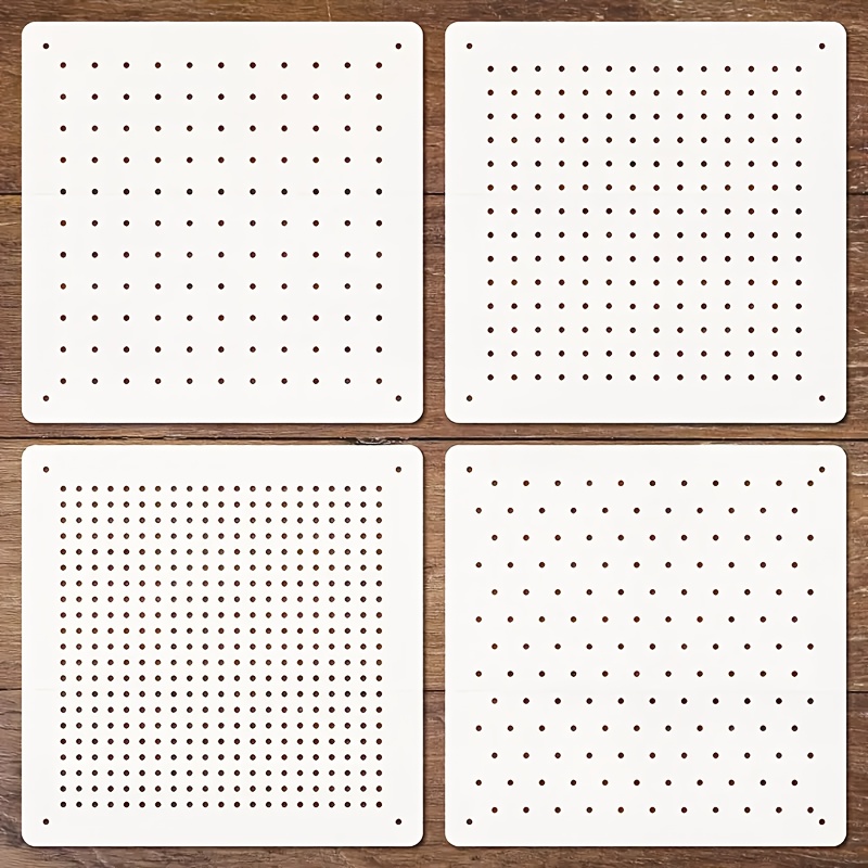 TEMU Ensemble de 4 gabarits de broderie - Petits de broderie à points réutilisables, gabarits en plastique pour toile, textiles et manuels en papier,