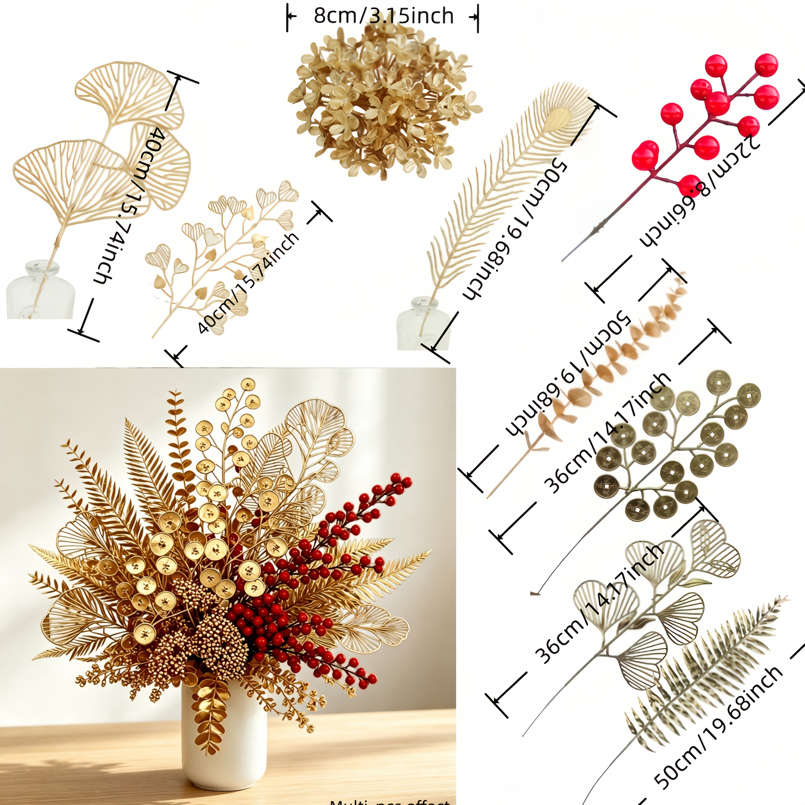 TEMU 15pcs Set Of 9 Mixed Golden —light Luxury High-end Home Decor, No Maintenance Required, For Living Room, Dining Table, Tv Cabinet Soft