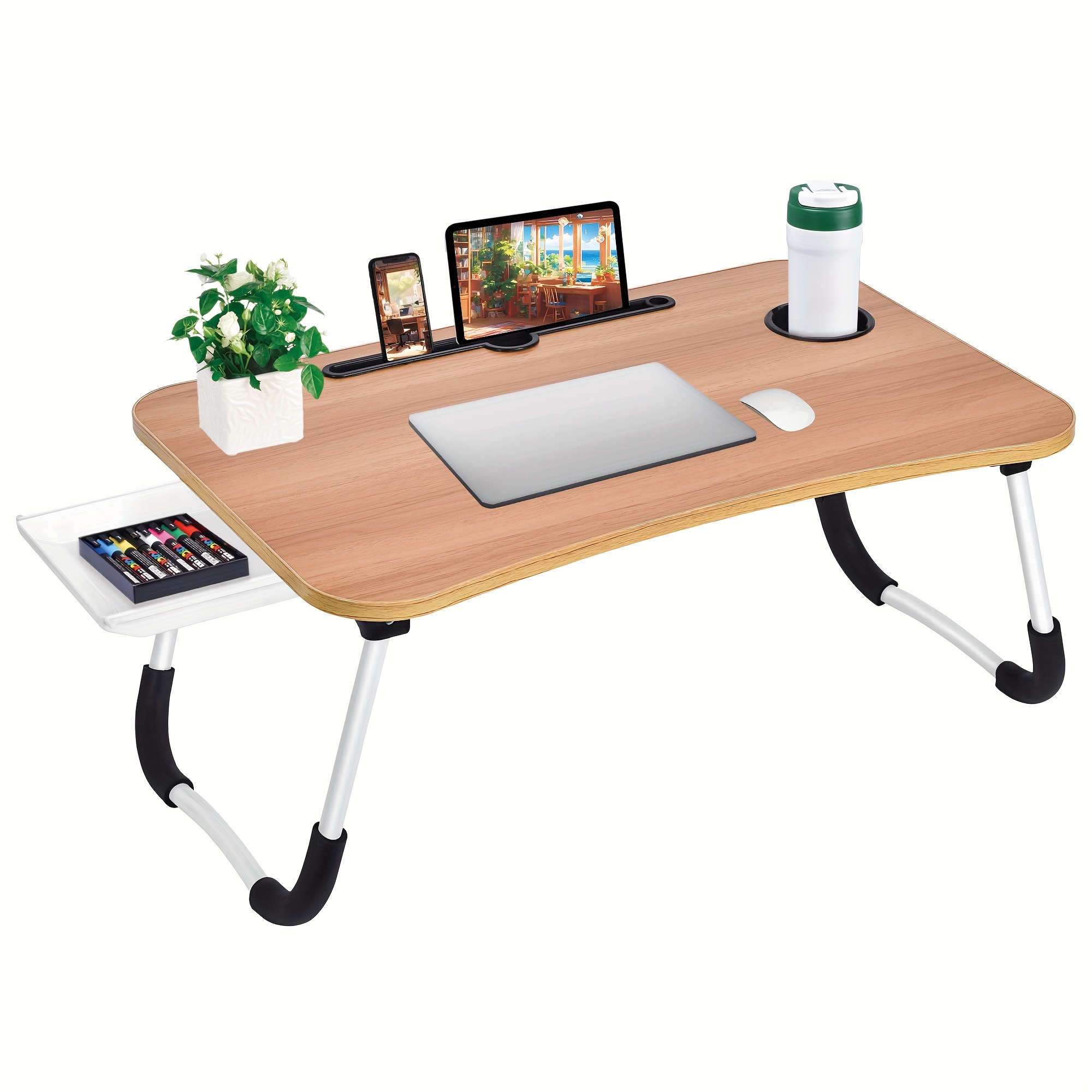 

Laptop Bed Desk Table Tray Stand With Cup Holder/drawer For Bed/sofa/couch/study/reading/ On Low Sitting Floor Large Portable Foldable Lap Desk Bed Trays For Eating And Laptops